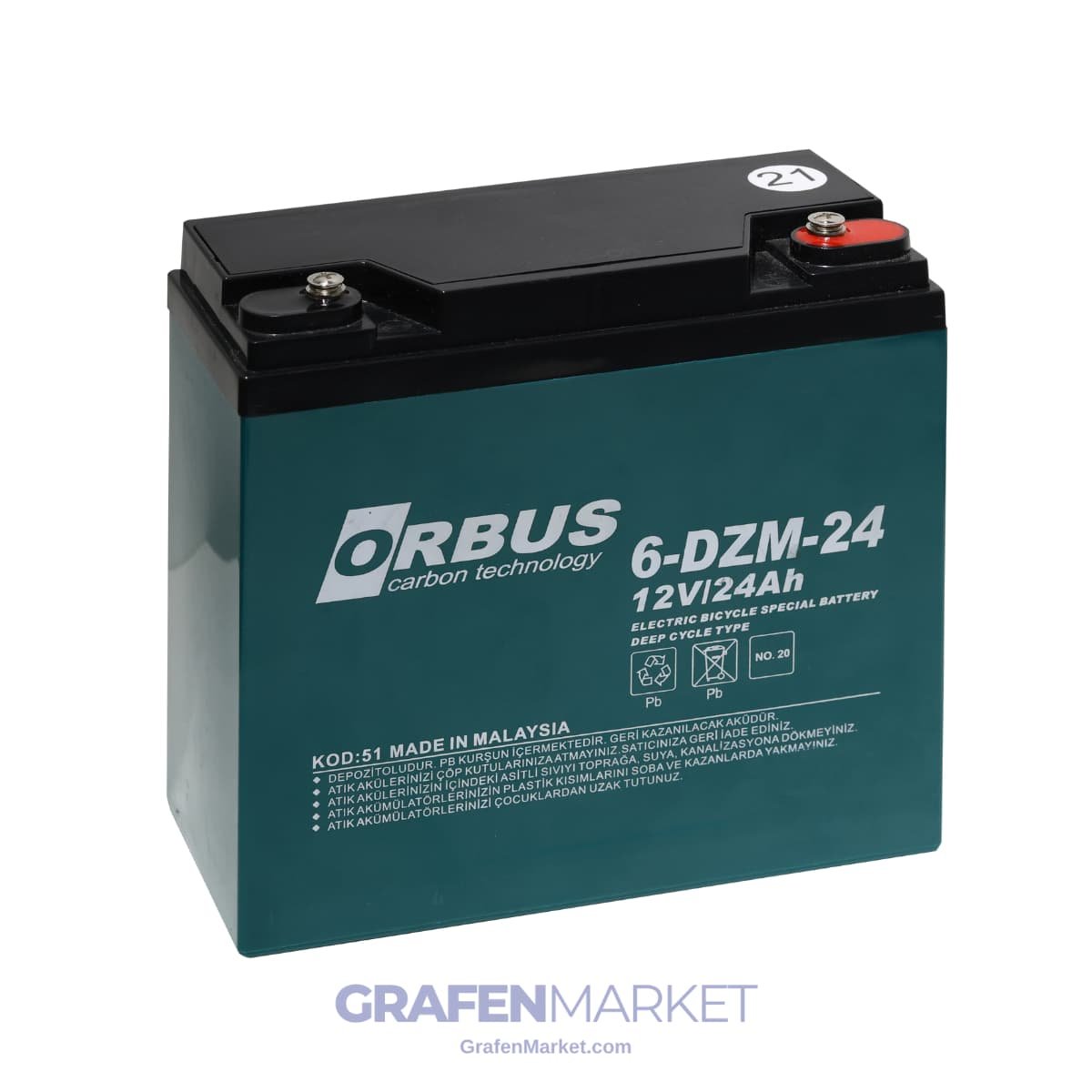 ORBUS 12V 24AH ELEKTRİKLİ MOTOR AKÜSÜ
